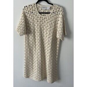 The Eagles Eye Sport Crochet Mini Dress Size Large Hand Knit Boho Festival Cream